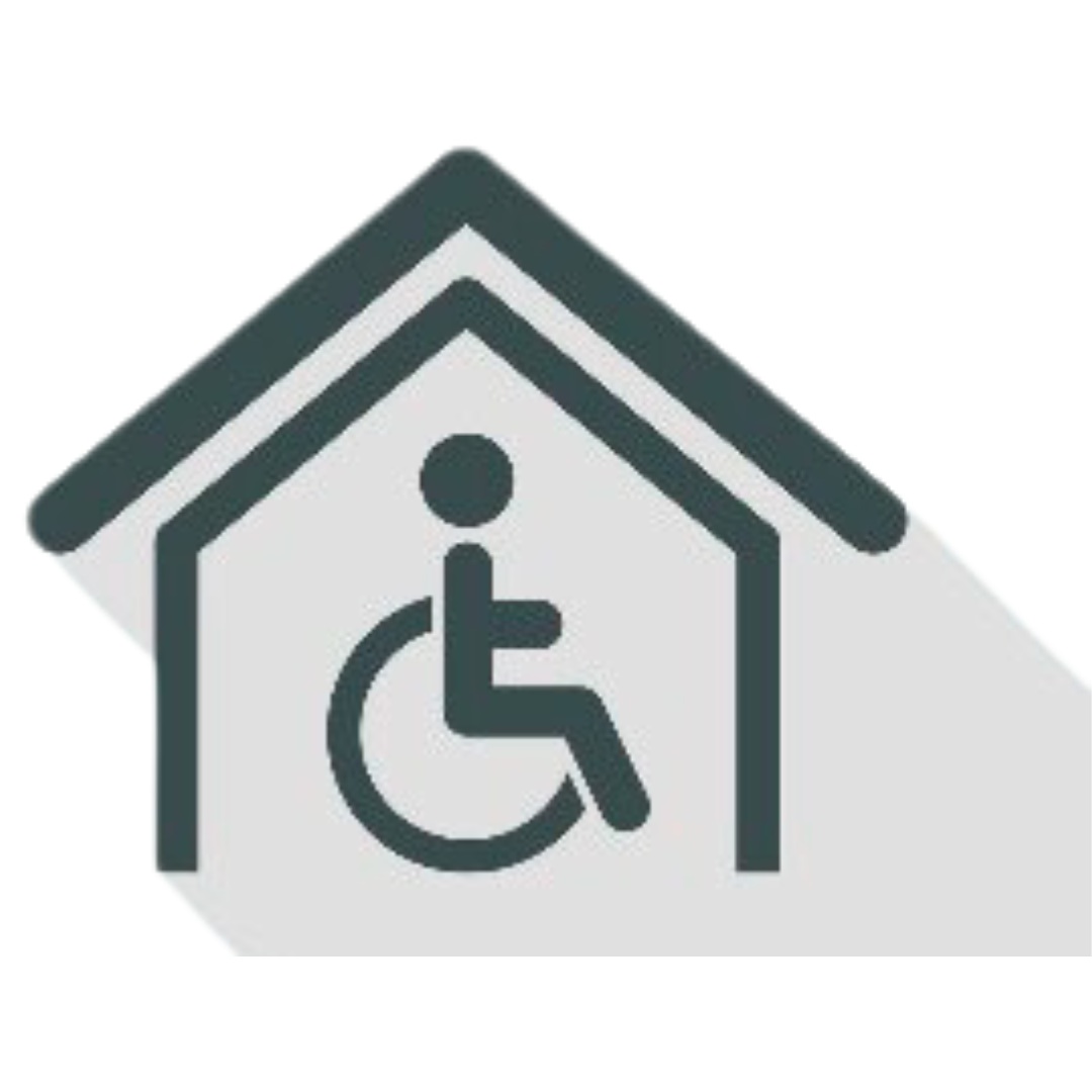 Illustration of a disability icon inside a house icon